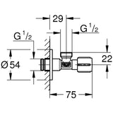 GROHE Eckventil, selbstdichtendes Anschlussgewinde 1/2" x 1/2"