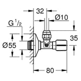 GROHE Eckventil, selbstdichtendes Anschlussgewinde 1/2" x 3/8"