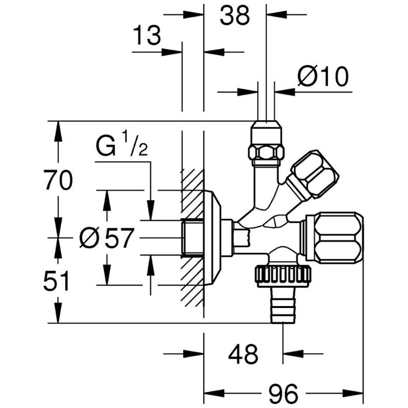 GROHE Original WAS Kombi-Eckventil 1/2" x 3/8" x 3/4"