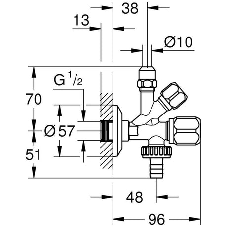 GROHE Original WAS Kombi-Eckventil 1/2" x 3/8" x 3/4"