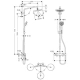 hansgrohe Croma 220 Showerpipe mit Brausearm 40 cm, schwenkbar