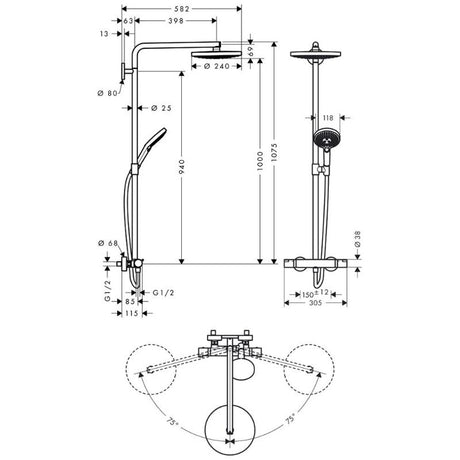 hansgrohe Raindance Select S 240 2jet Showerpipe