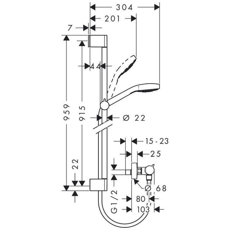 hansgrohe Croma Select S Vario Combi Set 90 cm