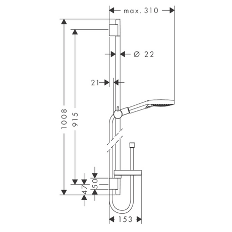 hansgrohe Raindance Select S 120 3jet / Unica' E Brausestange-Set 90 cm, EcoSmart