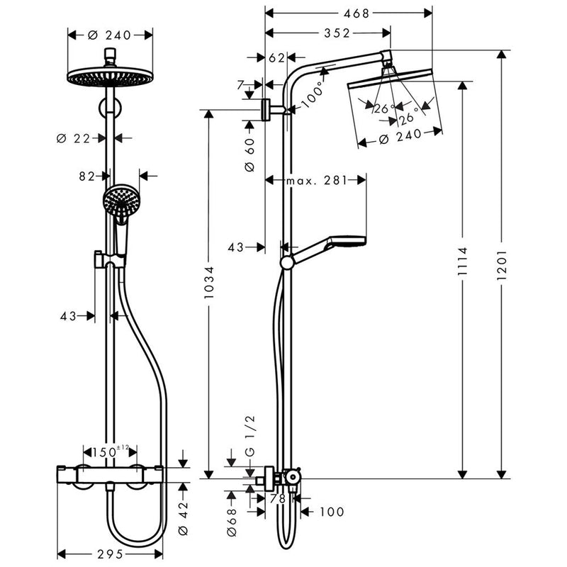 hansgrohe Crometta S 240 1jet Showerpipe EcoSmart