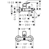 hansgrohe Logis Einhebel-Wannenarmatur Aufputz