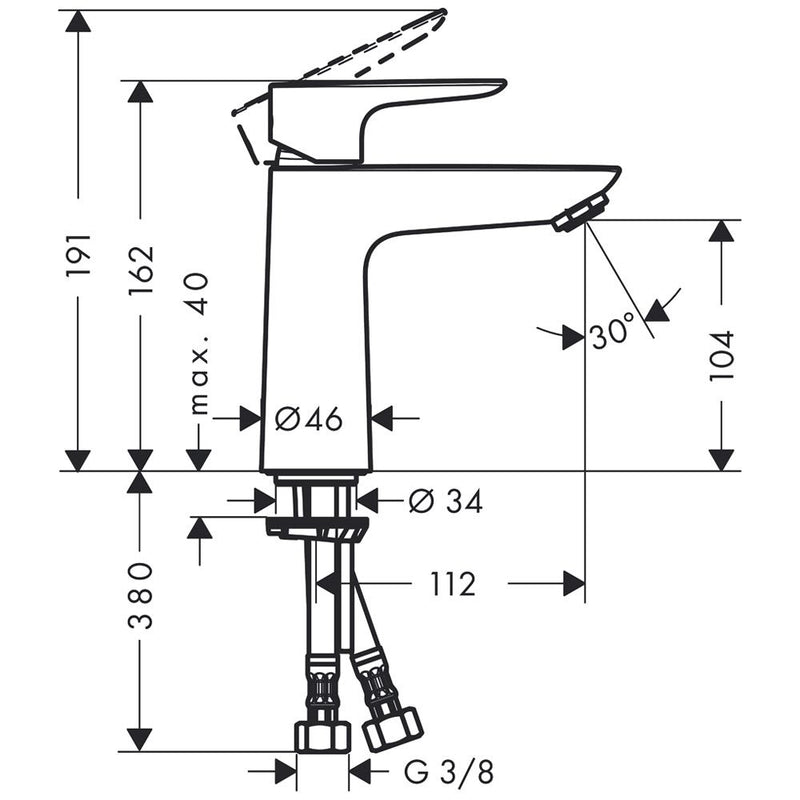 hansgrohe Talis E Einhebel-Waschtischmischer 110 mit Push-Open-Ablaufgarnitur