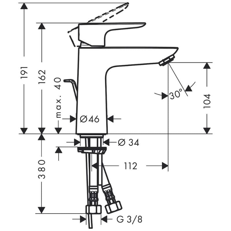 hansgrohe Talis E Einhebel-Waschtischmischer 110 Low-Flow mit Ablaufgarnitur