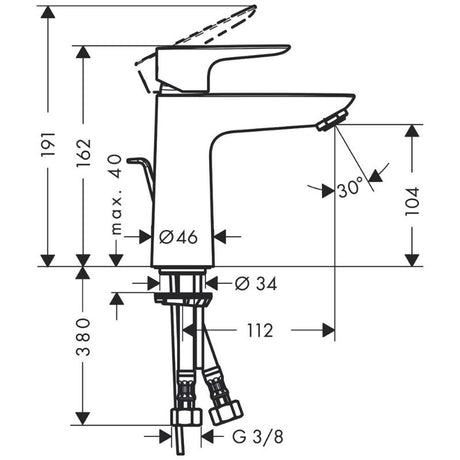 hansgrohe Talis E Einhebel-Waschtischmischer 110 Low-Flow mit Ablaufgarnitur