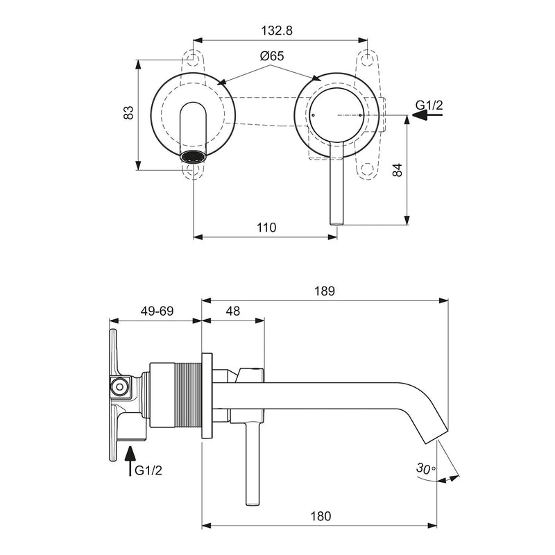 Ideal Standard Ceraline Wandwaschtischarmatur Unterputz