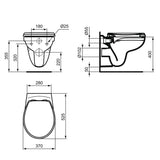 Ideal Standard Eurovit Wandtiefspül-WC, Spülrandlos, mit WC-Sitz