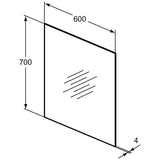 Ideal Standard Badspiegel Mirror & Light ungerahmt in der Größe 60 x 70 cm mit moderner LED-Beleuchtung