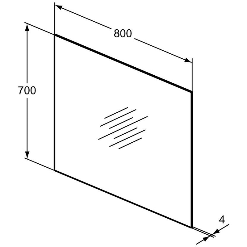 Ideal Standard Badspiegel Mirror & Light in den Maßen 80 x 70 cm – ungerahmter Badspiegel mit eleganter Beleuchtung