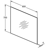 Ideal Standard Badspiegel Mirror & Light in den Maßen 80 x 70 cm – ungerahmter Badspiegel mit eleganter Beleuchtung