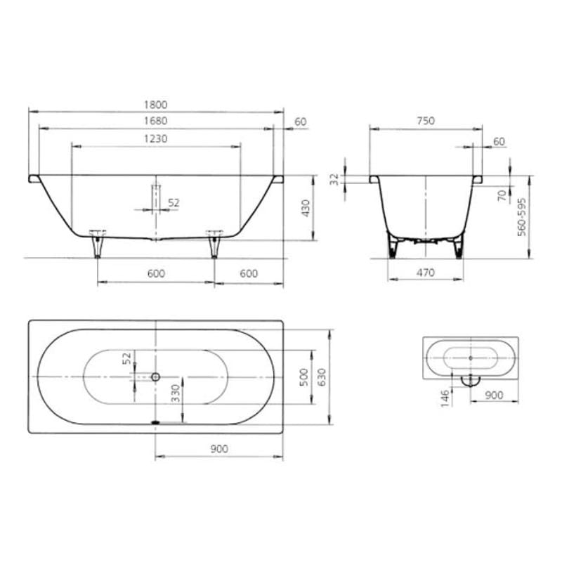 Kaldewei CLASSIC DUO Mod. 109 Badewanne 180 x 75 cm