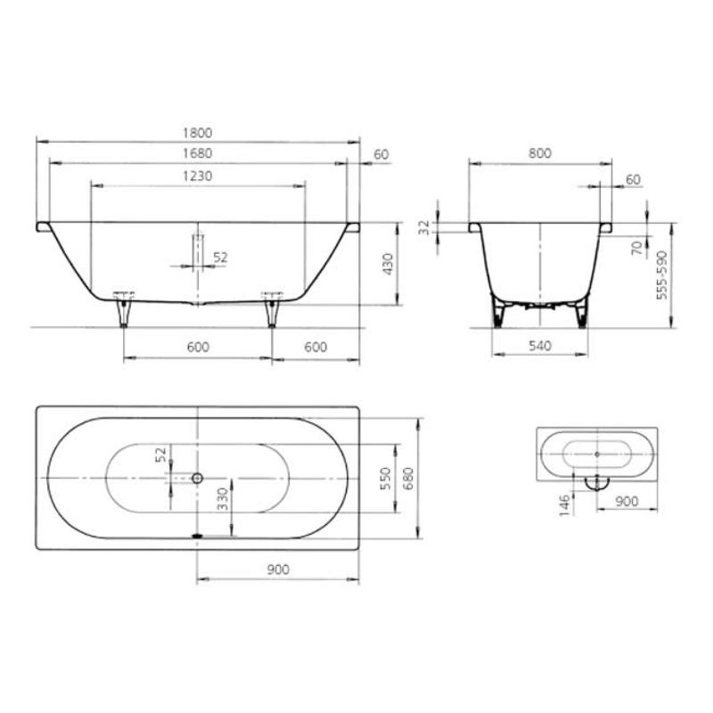 Kaldewei CLASSIC DUO Mod. 110 Badewanne 180 x 80 cm