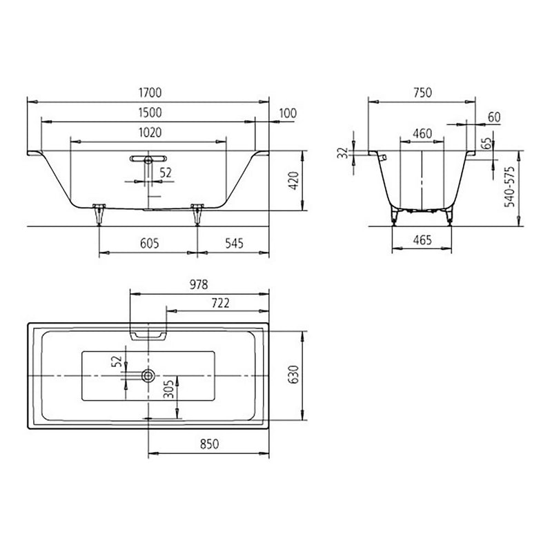 Kaldewei PURO DUO Mod. 663 Badewanne 170 x 75 cm