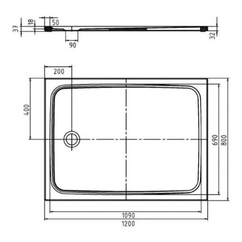 Kaldewei CAYONOPLAN 2262-5 Duschwanne 80 x 120 cm, inkl. Wannenträger extraflach