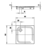 Kaldewei SUPERPLAN CLASSIC 386-2 Duschwanne 80 x 80 cm, inkl. Wannenträger