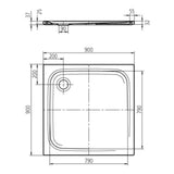 Kaldewei SUPERPLAN CLASSIC 390-5 Duschwanne 90 x 90 cm, inkl. Wannenträger extraflach