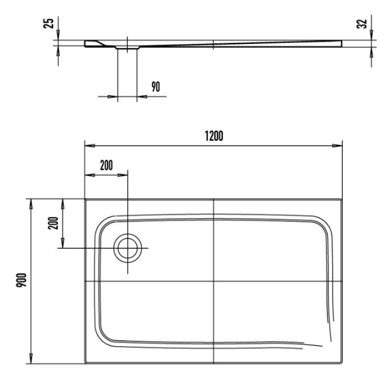 Kaldewei SUPERPLAN CLASSIC 406-1 Duschwanne 90 x 120 cm