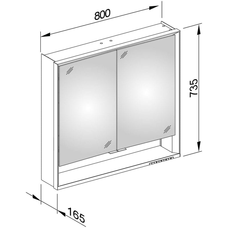 Keuco Royal Lumos Wandvorbau Spiegelschrank 80 x 73,5 cm, offene Ablage