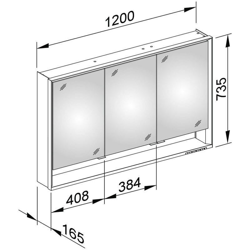 Keuco Royal Lumos Wandvorbau Spiegelschrank 120 x 73,5 cm, offene Ablage