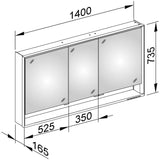 Keuco Royal Lumos Wandvorbau Spiegelschrank 140 x 73,5 cm, offene Ablage