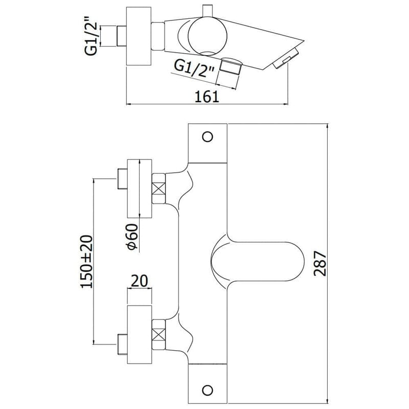 Kronenbach Krontherm 1000 Aufputz-Wannenthermostat