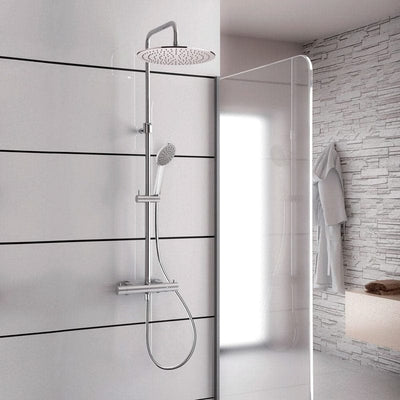 Kronenbach Duschsystem Aufputz mit Thermostat und Kopfbrause Ø 30 cm, rund