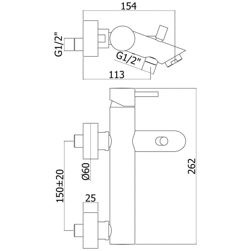 Kronenbach Lima 2.0 Black Wannenfüllbatterie Aufputz