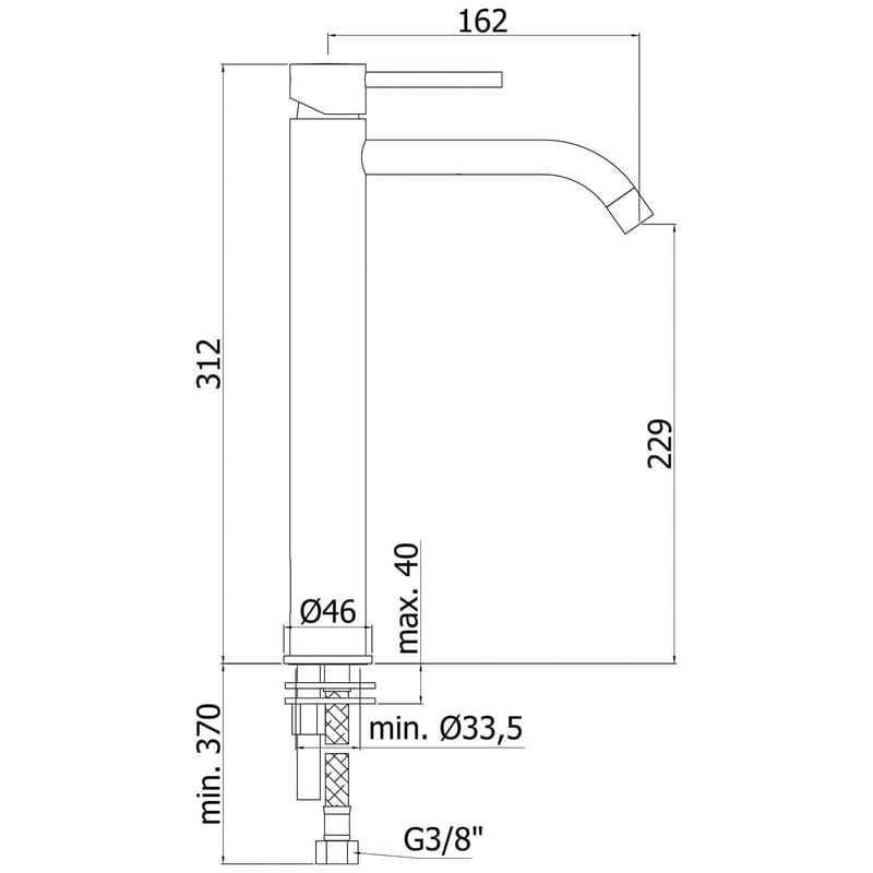 Kronenbach Lima 2.0 Black Waschtisch-Einhebelmischer XXL für Schalenbecken
