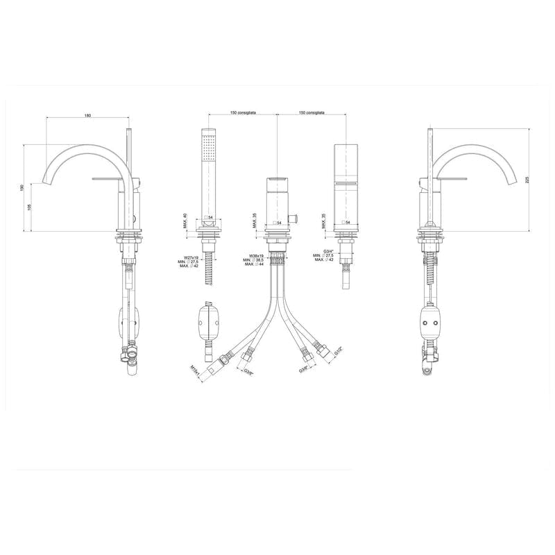 Kronenbach Omega 2.0 3-Loch Wannenrandarmatur