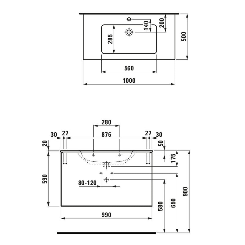 LAUFEN Pro S Set Base Waschtischkombination 100 x 50 cm