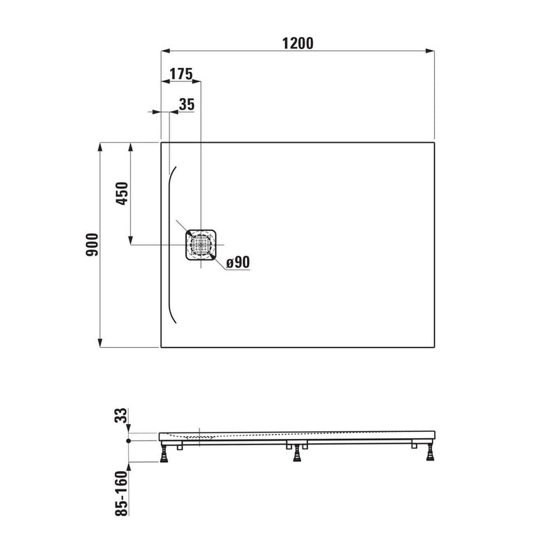 LAUFEN PRO Duschwanne 120 x 90 x 3,3 cm