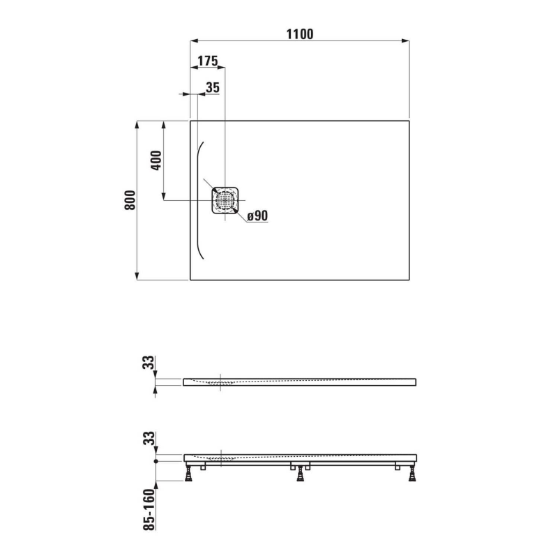 LAUFEN PRO Duschwanne 110 x 80 x 3,3 cm