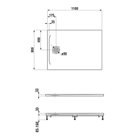 LAUFEN PRO Duschwanne 110 x 80 x 3,3 cm