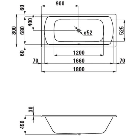 LAUFEN Pro Einbau-Badewanne 180 x 80 cm