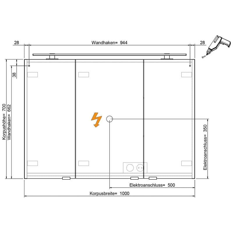 Steinkamp Life 2.0 Spiegelschrank 100 cm mit LED Aufsatzleuchte