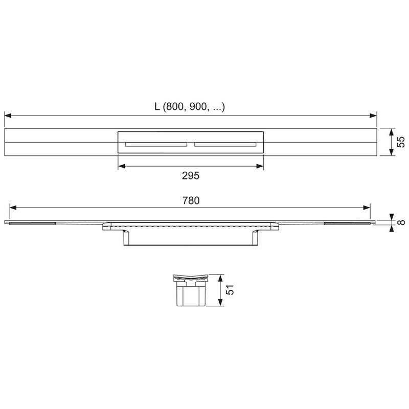 TECE TECEdrainprofile Duschprofil 90 cm