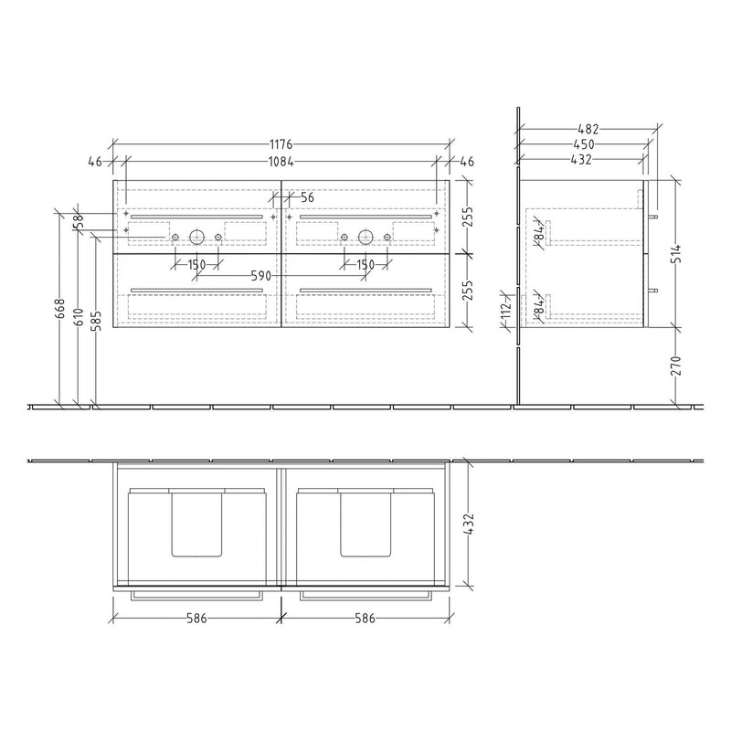 Villeroy & Boch Avento Waschtischunterschrank 118 x 48,4 x 51,4 cm