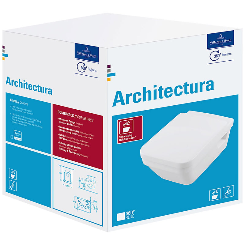 Villeroy & Boch Architectura Wand-WC DirectFlush Combi-Pack mit WC-Sitz