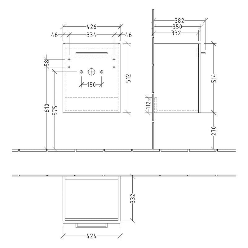 Villeroy & Boch Avento Waschtischunterschrank 43 x 38,4 x 51,4 cm, Türanschlag links