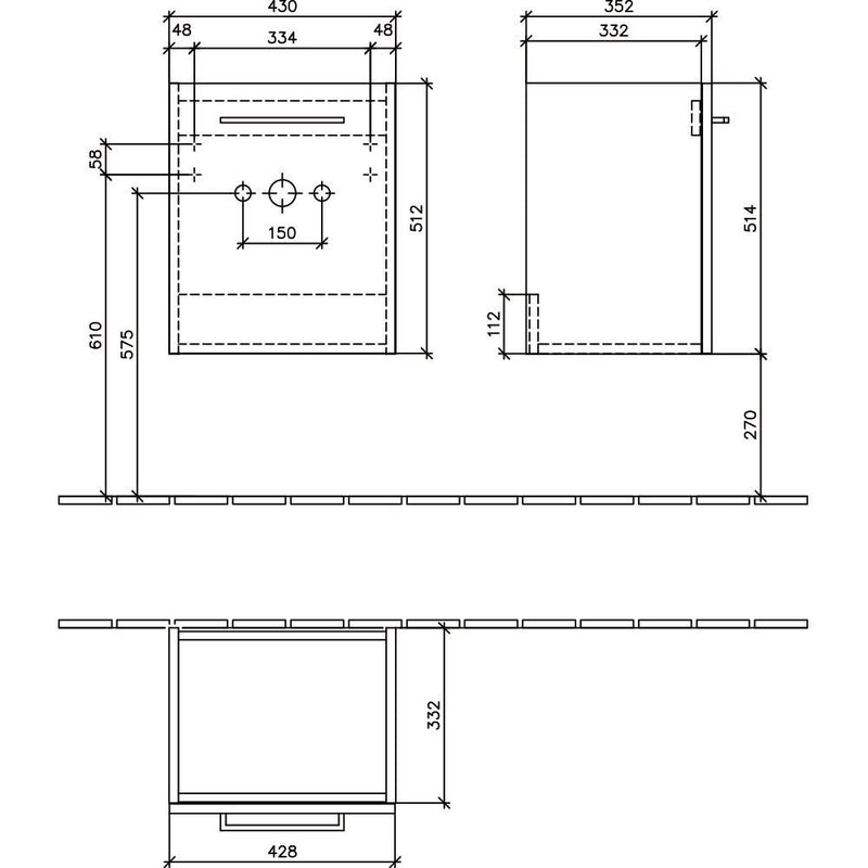 Villeroy & Boch Avento Waschtischunterschrank 43 x 38,4 x 51,4 cm, Türanschlag links