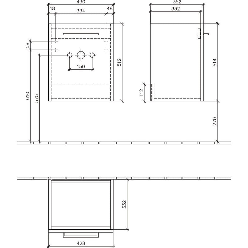 Villeroy & Boch Avento Waschtischunterschrank 43 x 38,4 x 51,4 cm, Türanschlag rechts