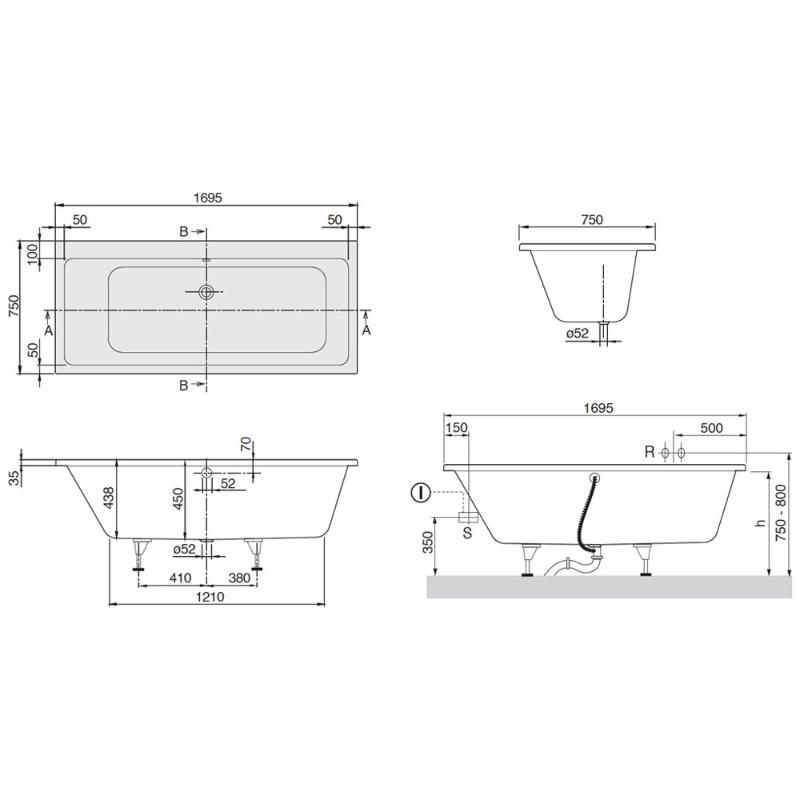 Villeroy & Boch Subway Duo Badewanne 170 x 75 cm