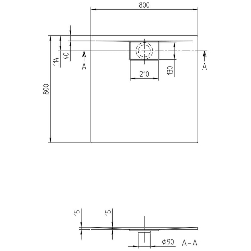 Villeroy & Boch Architectura Metalrim Duschwanne 100 x 90 x 1,5 cm mit Vilbogrip