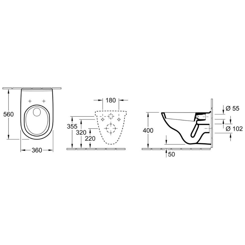 Villeroy & Boch O.novo Wand-Tiefspülklosett Combi-Pack mit WC-Sitz