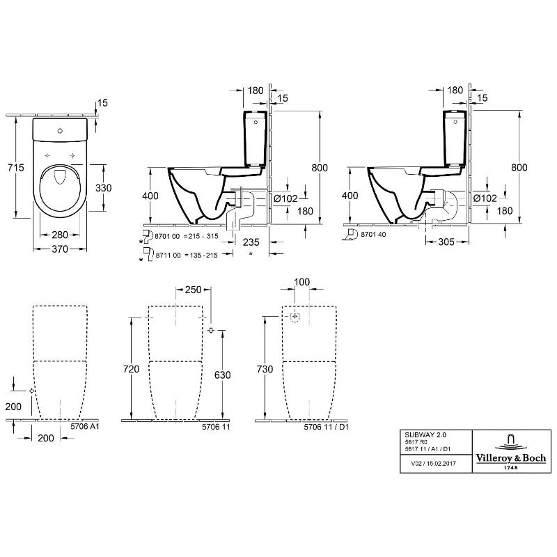 Villeroy & Boch Subway 2.0 Spülkasten für WC-Kombination spülrandlos