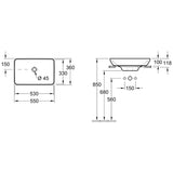 Villeroy & Boch Venticello Halbeinbau-Aufsatzwaschtisch 55 x 36 cm, ohne Hahnloch